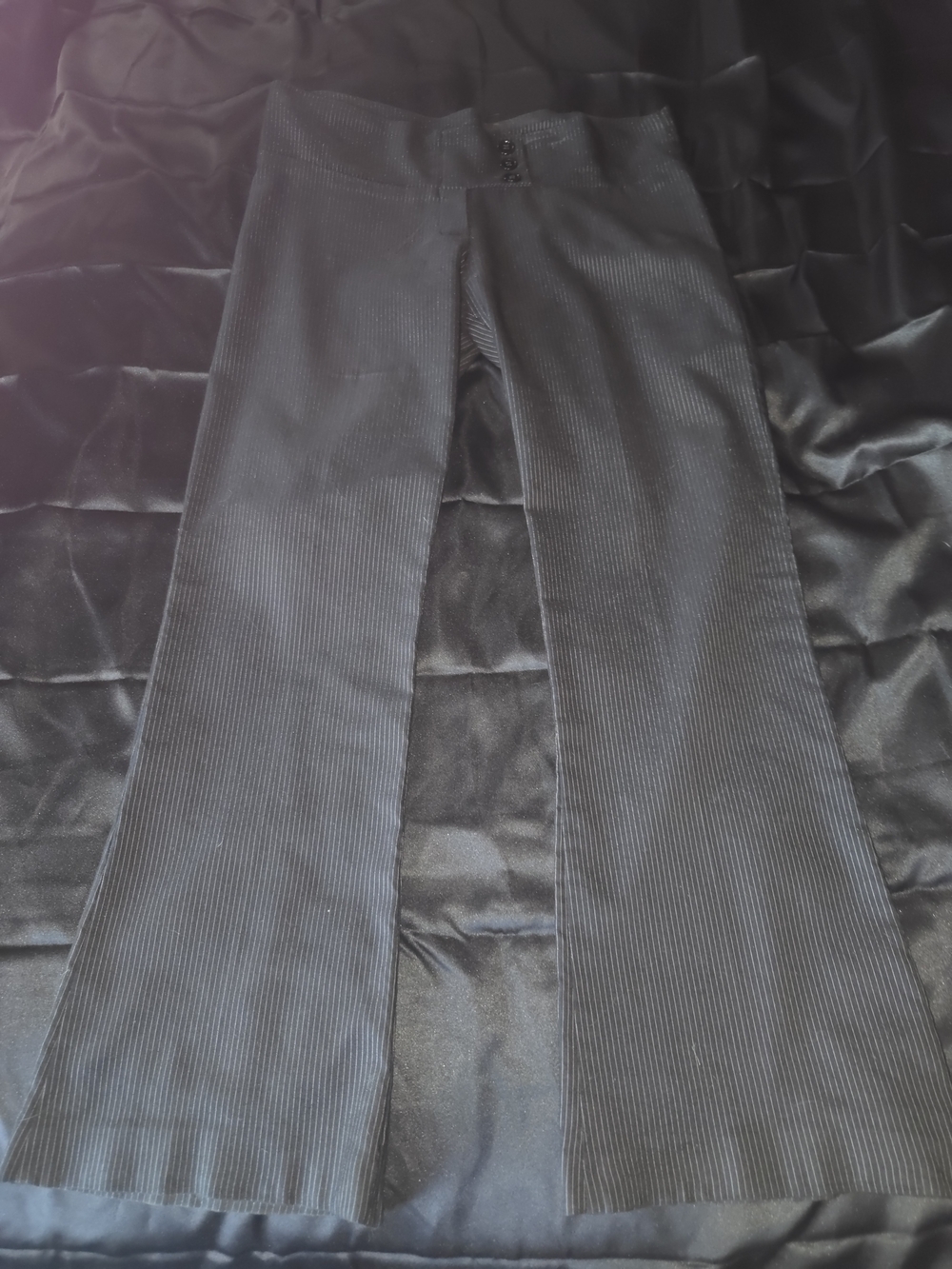 NY Invasion Black Pinstripe Knit Pants